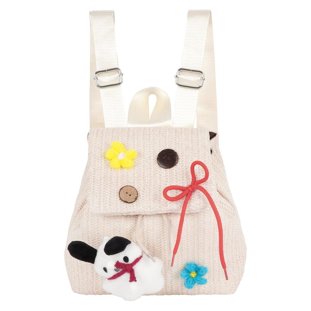 Small Straw Woven Backpack Daypack Flap Drawstring Bucket Bag ^_^